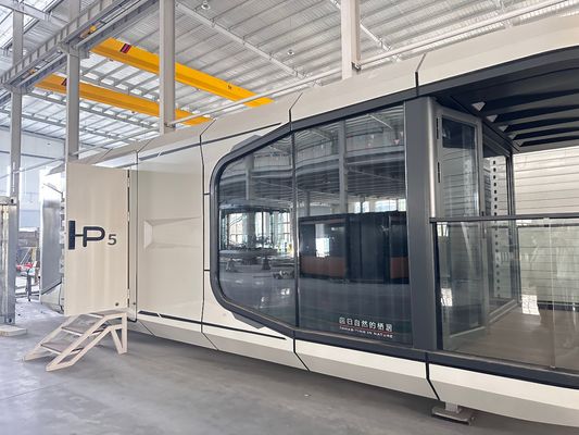 Hotel al aire libre gabinete plano contenedor de acero casa cápsula espacial con estilo de diseño moderno y sistema inteligente