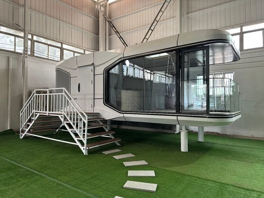 Hotel al aire libre gabinete plano contenedor de acero casa cápsula espacial con estilo de diseño moderno y sistema inteligente