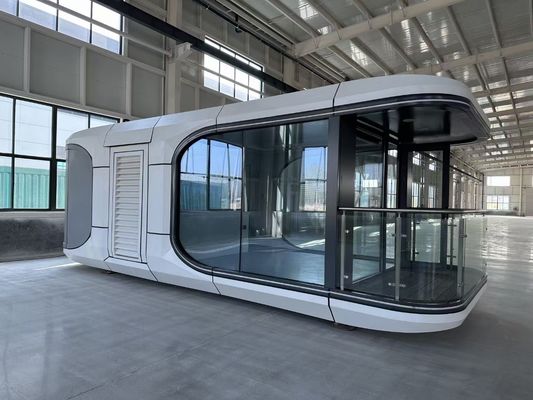 30-40 años de vida útil Casa cápsula espacial prefabricada con pared de placa de aluminio personalizada y 2 dormitorios