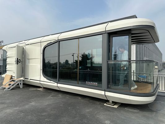 30-40 años de vida útil Casa cápsula espacial prefabricada con pared de placa de aluminio personalizada y 2 dormitorios