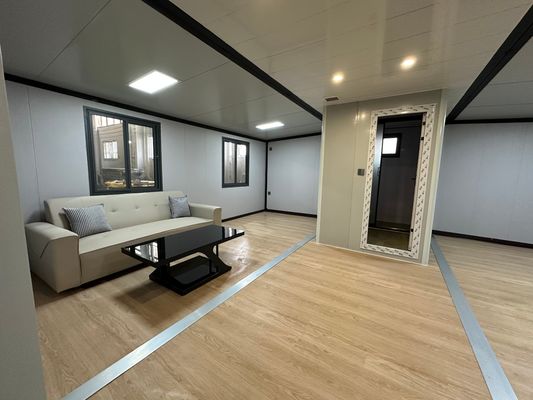 Casa de 40 pies moderna con marco de acero galvanizado personalizado Casa de contenedores expandible con ventana de aluminio y panel sandwich