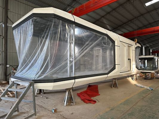 Ventana de aluminio de bajo carbono que ahorra energía Casa modular Vivienda Villa Casa cápsula Hotel Cabina prefabricada con muebles