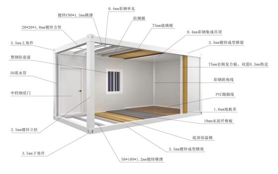 20FT/40FT Personalizado Instalación fácil Prefabricado estable Prefabricado separado Contenedor desmontable portátil