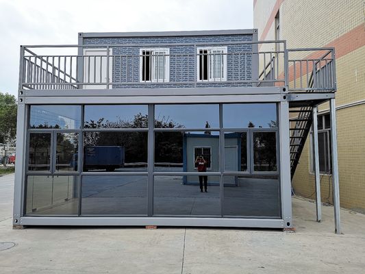 40'HQ envío impermeable Casas de cortina de vidrio moderno Modular Casa de contenedores prefabricada con puente roto Puerta de aluminio