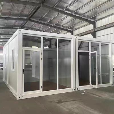 40'HQ envío impermeable Casas de cortina de vidrio moderno Modular Casa de contenedores prefabricada con puente roto Puerta de aluminio
