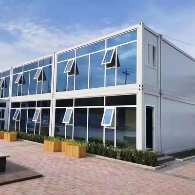 40'HQ envío impermeable Casas de cortina de vidrio moderno Modular Casa de contenedores prefabricada con puente roto Puerta de aluminio