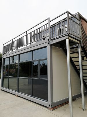 40'HQ envío impermeable Casas de cortina de vidrio moderno Modular Casa de contenedores prefabricada con puente roto Puerta de aluminio