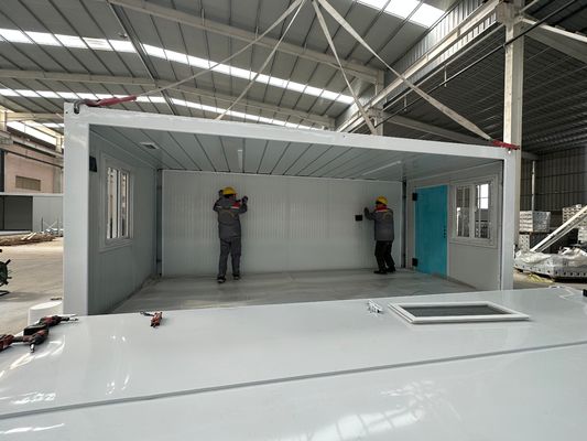 Flexible montaje rápido 20ft resistente al agua resistente al fuego marco plegable contenedor casa de furgoneta de estilo moderno con puerta de seguridad