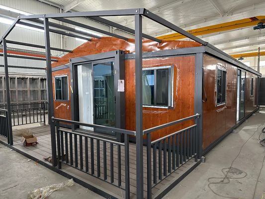 Casa de contenedores expandible de 20 pies con cocina de diseño moderno totalmente amueblada con 2 dormitorios