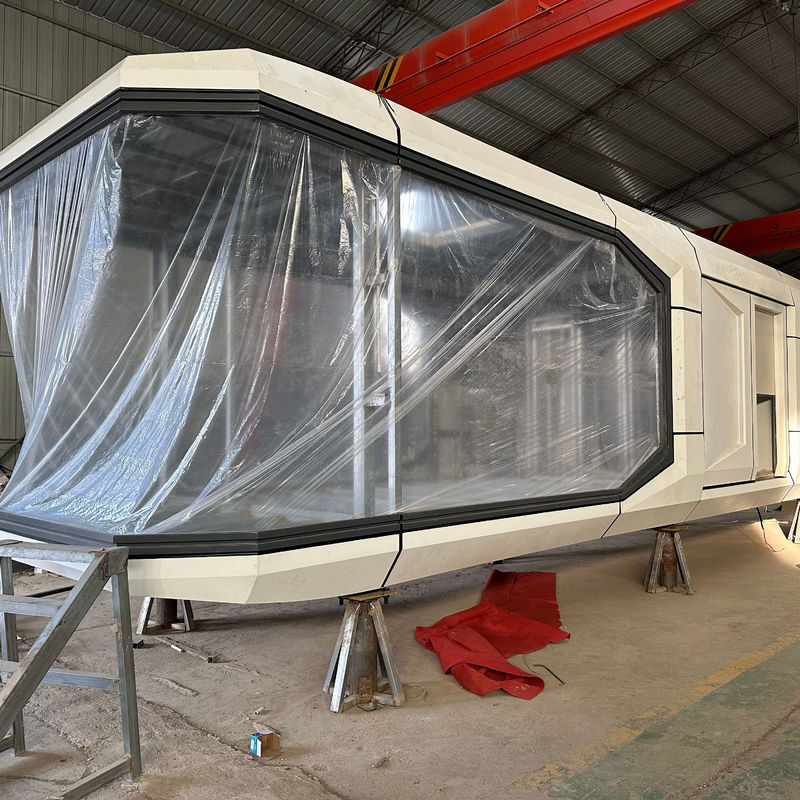 Hotel al aire libre gabinete plano contenedor de acero casa cápsula espacial con estilo de diseño moderno y sistema inteligente