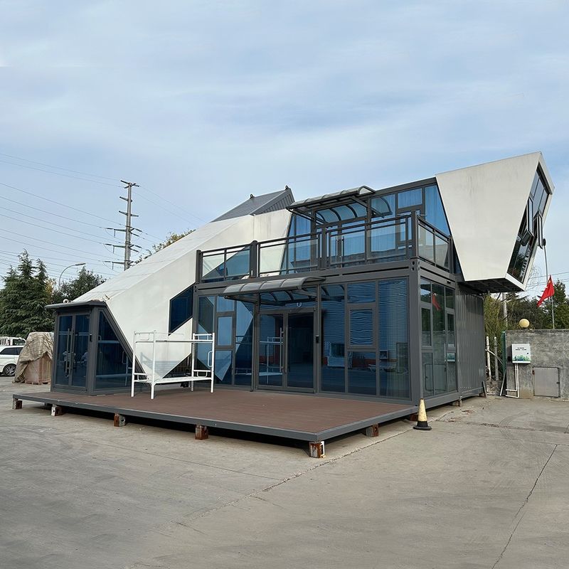 Casa de contenedores de oficina móvil prefabricada con estructura de acero galvanizado y diseño de paquete plano