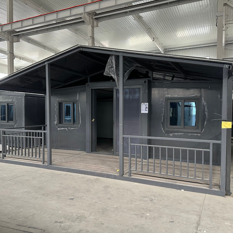 Edificio prefabricado de ventanas de acero móvil duradero Australia 20 40 pies Casa pequeña Modular de fibra de vidrio Techo de acero Marco de acero Casa de contenedores expandible